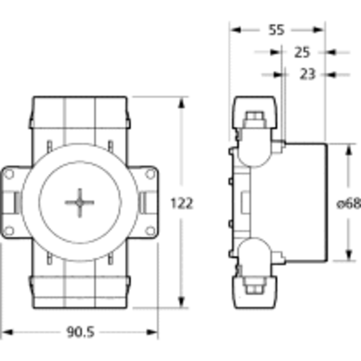 LK PL-dåse, 55/16 mm