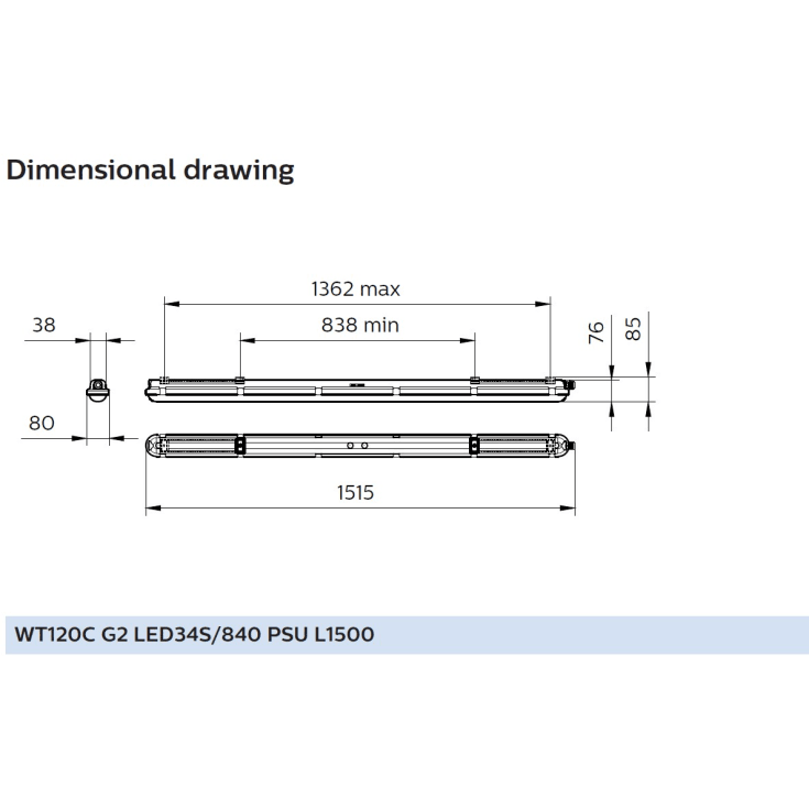 Philips CoreLine WT120C LED loftarmatur, 150 cm, 3400 lm