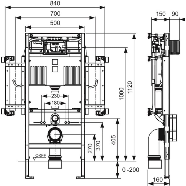 Tece indbygningscisterne, 112 cm
