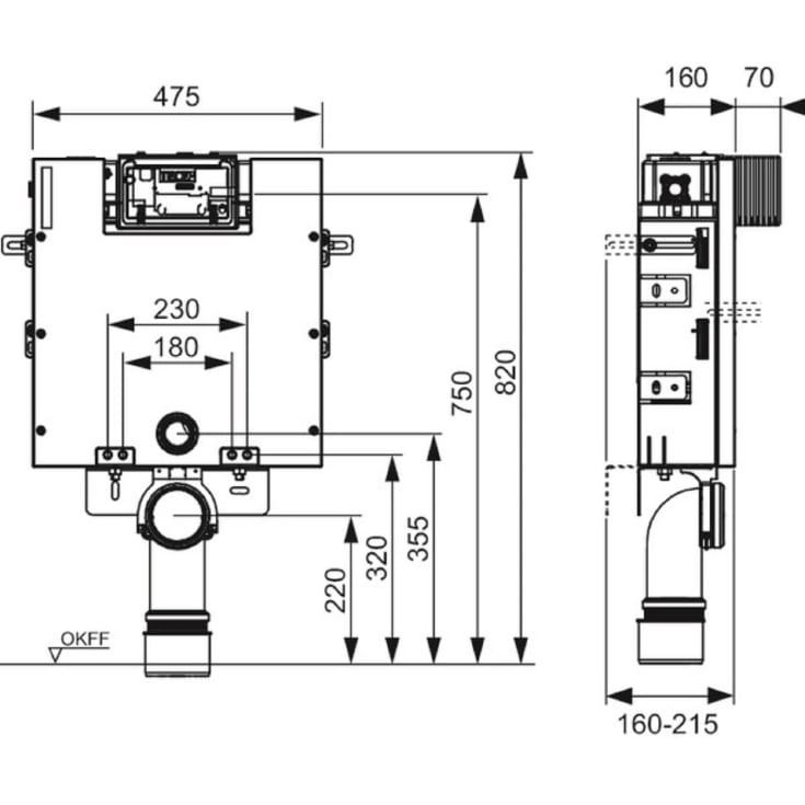 Tecebox indbygningscisterne, 82 cm