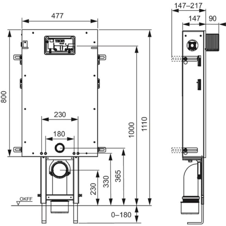 Tecebox indbygningscisterne, 111 cm