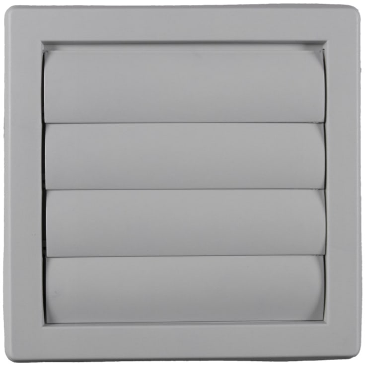 Duka lamelventil, Ø100 mm, 180x180 mm, grå