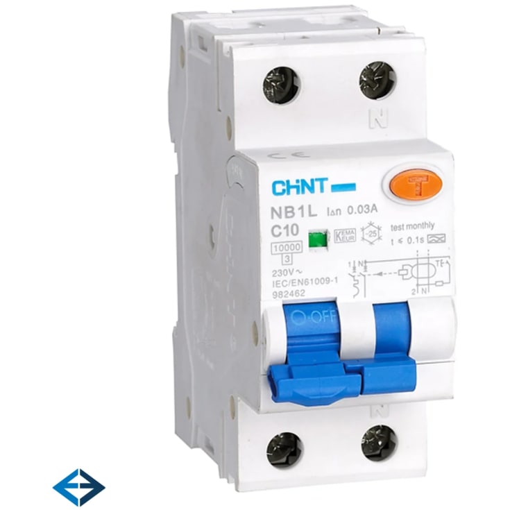 Kombiafbryder RCBO Chint, 1P+N, C karakteristik, 10A, 30mA, 10kA