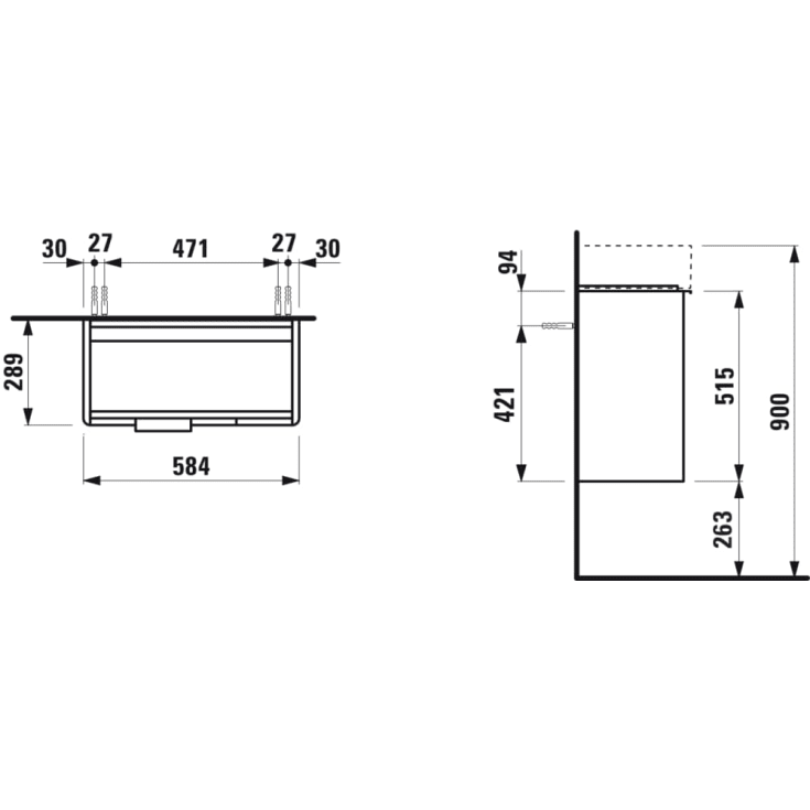 Laufen Base underskab, 2 døre med greb, hvid