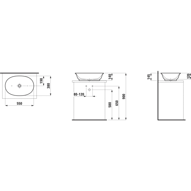 Laufen The New Classic håndvask, 55x38 cm, hvid