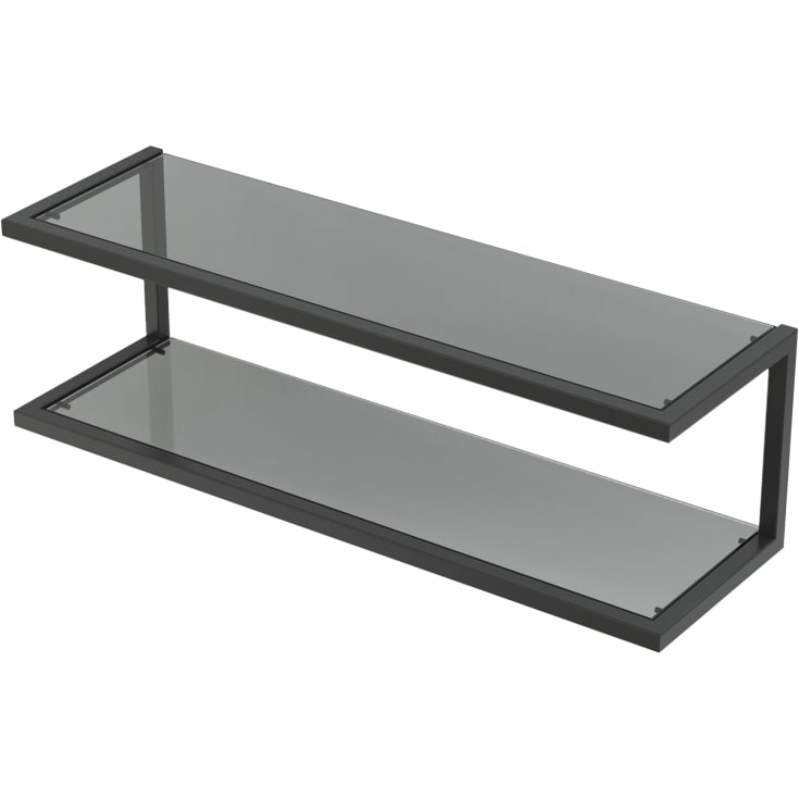 Dansani Luna hylde, 39,6x12 cm, sort/tonet glas