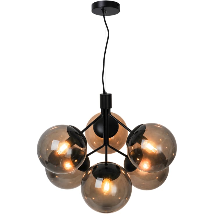 Nordlux Ivona pendellampe, sort, 6 lamper