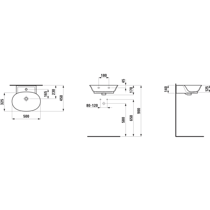 Laufen The New Classic håndvask, 50x45 cm, hvid