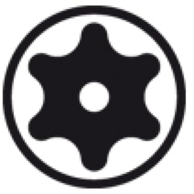 5 stk Wiha torx25H bit med hul, 90 mm