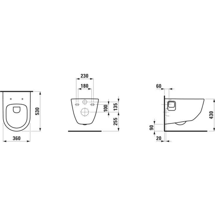 Laufen Pro væghængt toilet, uden skyllekant, hvid