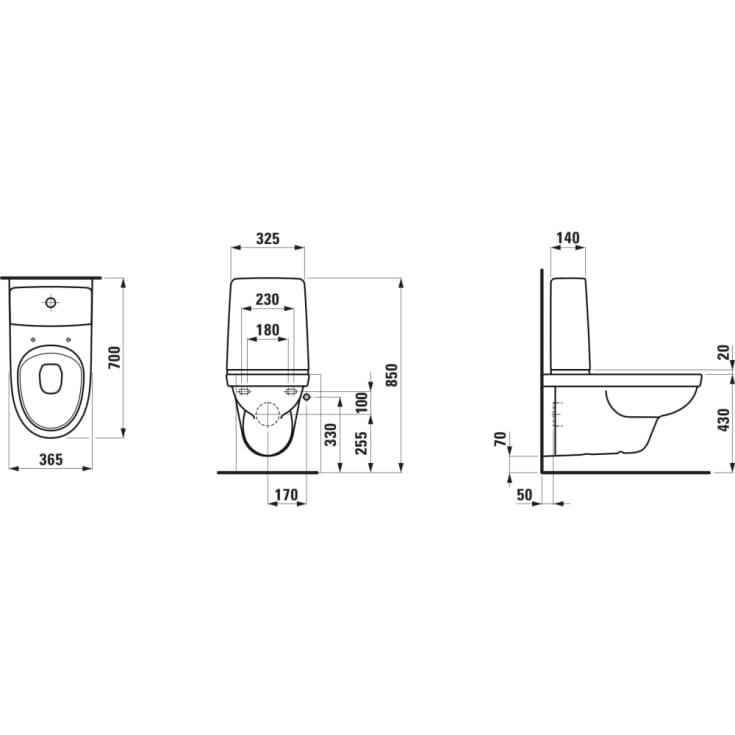 Laufen Kompas væghængt toilet, uden skyllekant, hvid