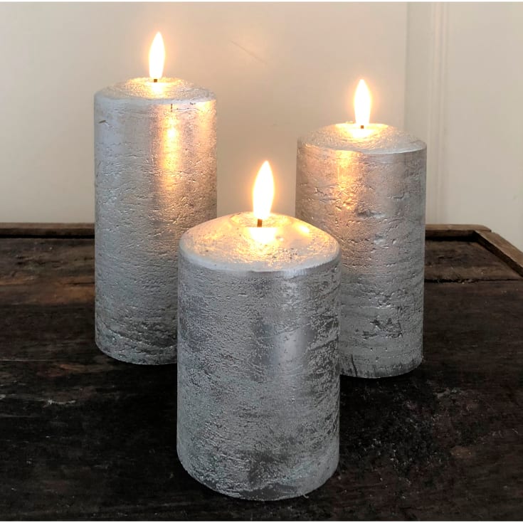 12 stk Veli Line LED bloklys, batteri, sølv