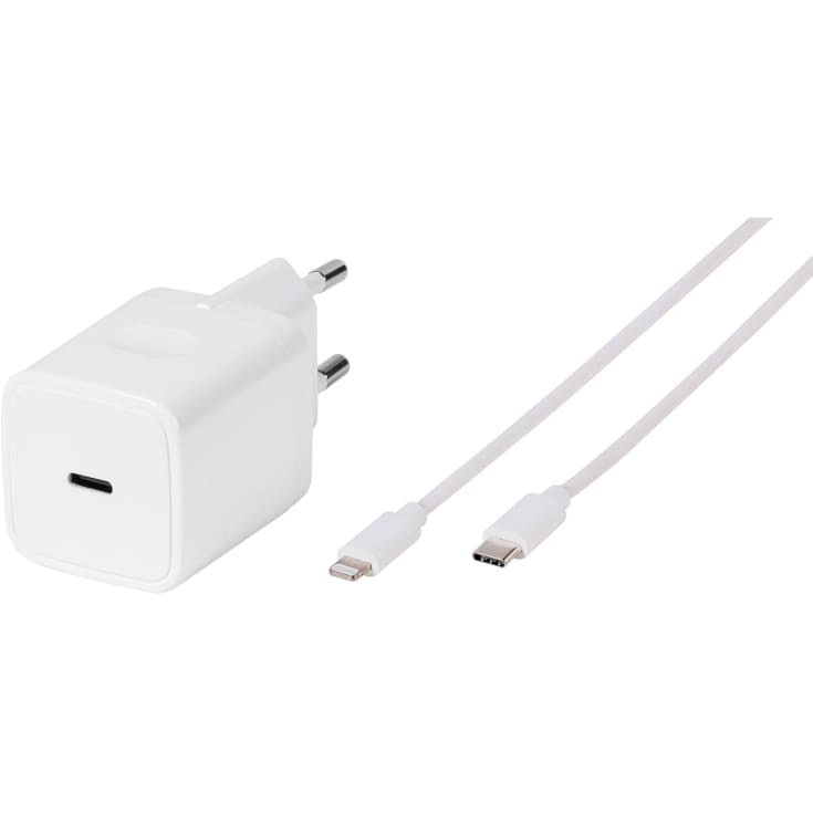Vivanco hjemmeoplader lightning til USB-C 1,2 meter, hvid