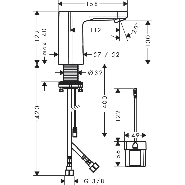 Hansgrohe Vernis Blend servantbatteri, berøringsfri, krom