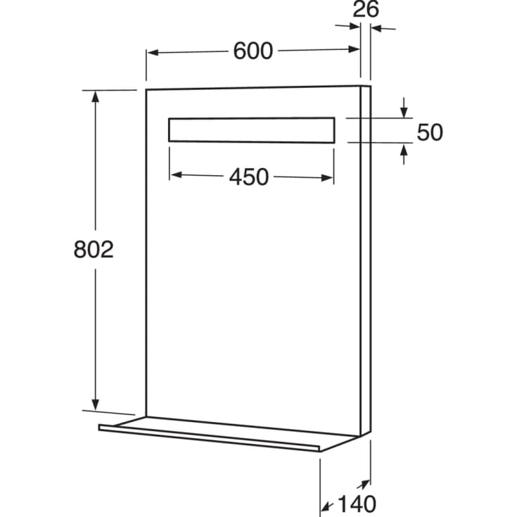 Gustavsberg spejl med lys, 60x80,2 cm, sort