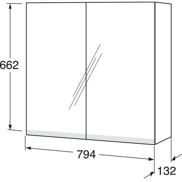 Gustavsberg Artic spejlskab med lys, 79,4x66,2  cm, sort ask