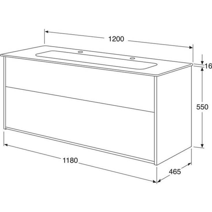 Gustavsberg Artic möbelpaket, 120x47 cm, grå/svart