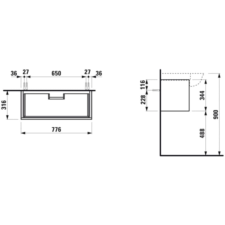 Laufen The New Classic servantskap, 77,6x31,6 cm, sort eik