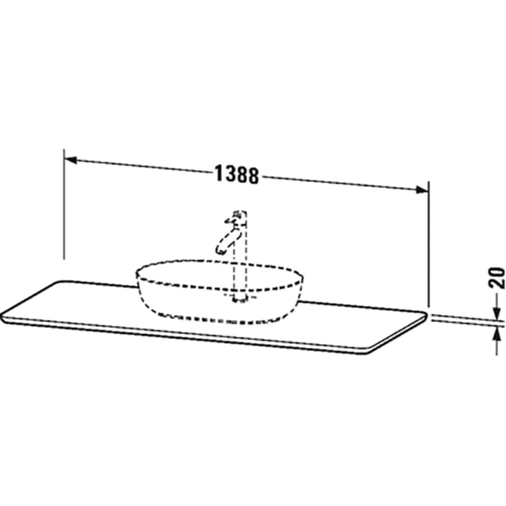 Duravit Luv kvartsten bordplade 138,8x59,5 cm, hvid