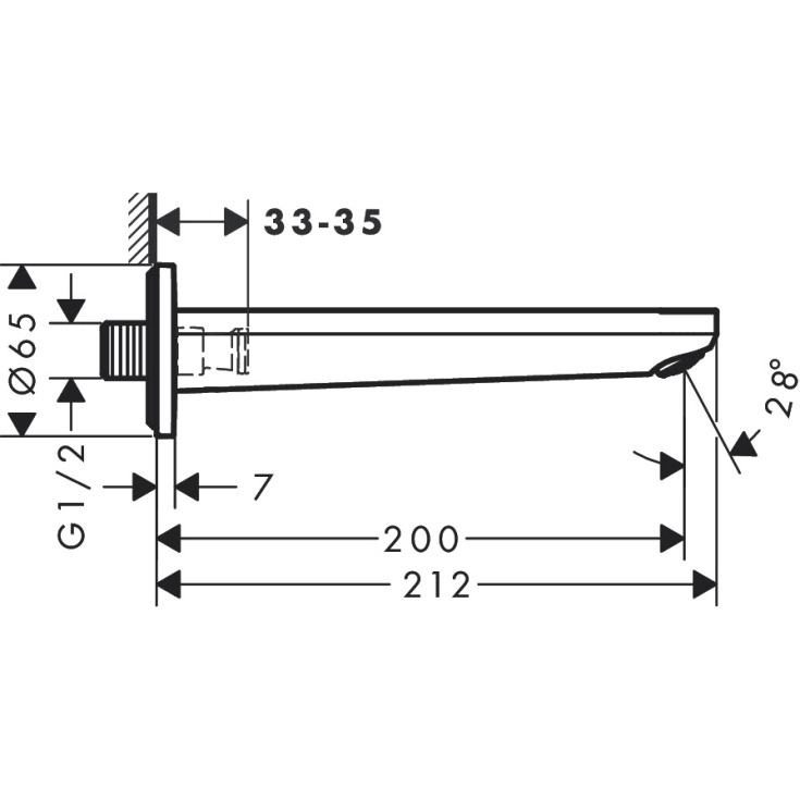 Hansgrohe Rebris S-tut, 200 mm, 1/2", krom