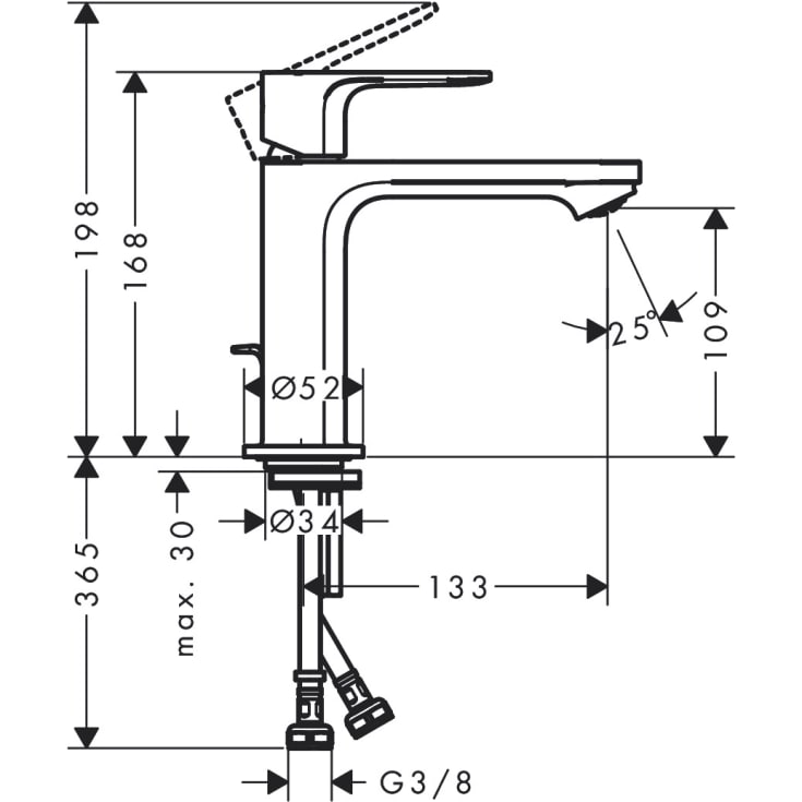 Hansgrohe Rebris S 110 servantbatteri, krom