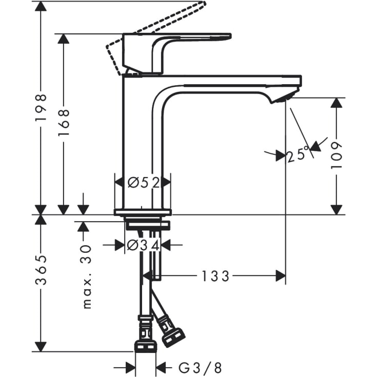 Hansgrohe Rebris S 110 tvättställsblandare, matt svart
