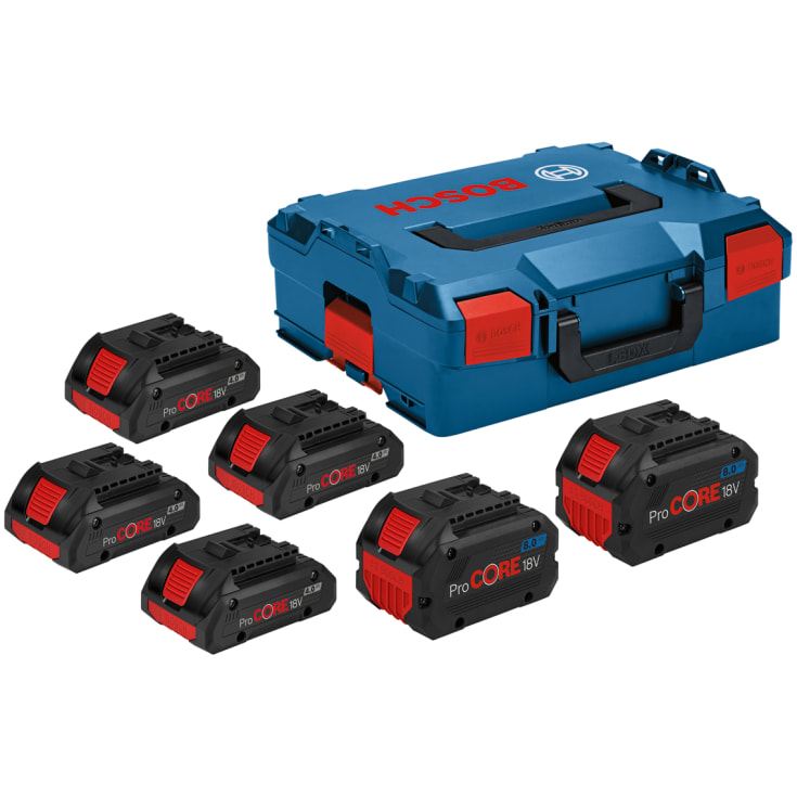 Bosch Professional ProCore 18V batteripakke m. 4stk 4,0Ah & 2stk 8,0Ah batterier