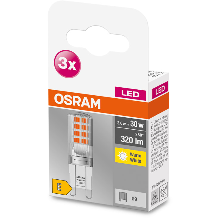 Osram Parathom G9 stiftpære, 2700K, 2,6W, 3 stk