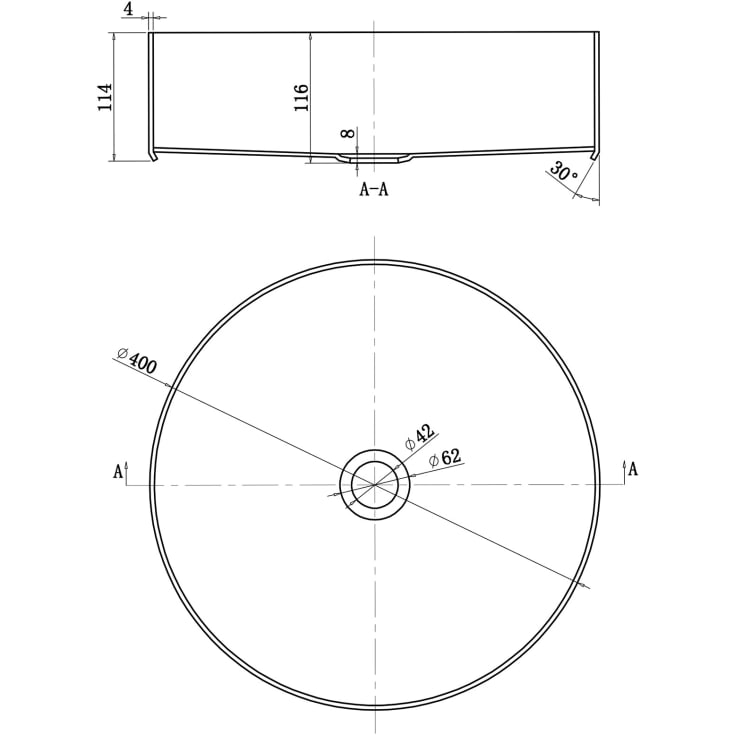 Lavabo Round håndvask, Ø40 cm, messing