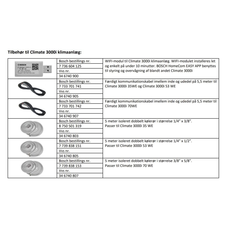 Bosch Climate 3000i kølerør, 1/4” x 3/8”
