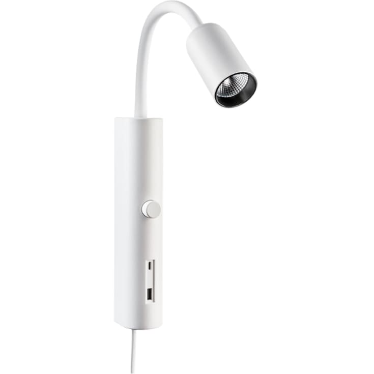 SG Tube vegglampe med USB, 2700K, hvit