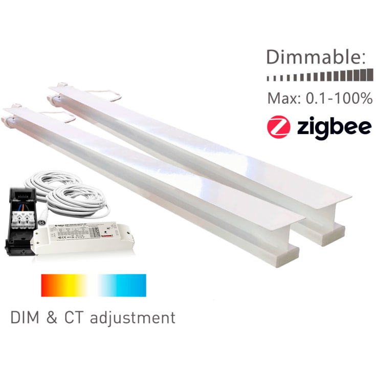 Green:ID 2 x CCT LED-skena, Troldtekt, underförsänkt, driver, 60 cm, 2700-4000K
