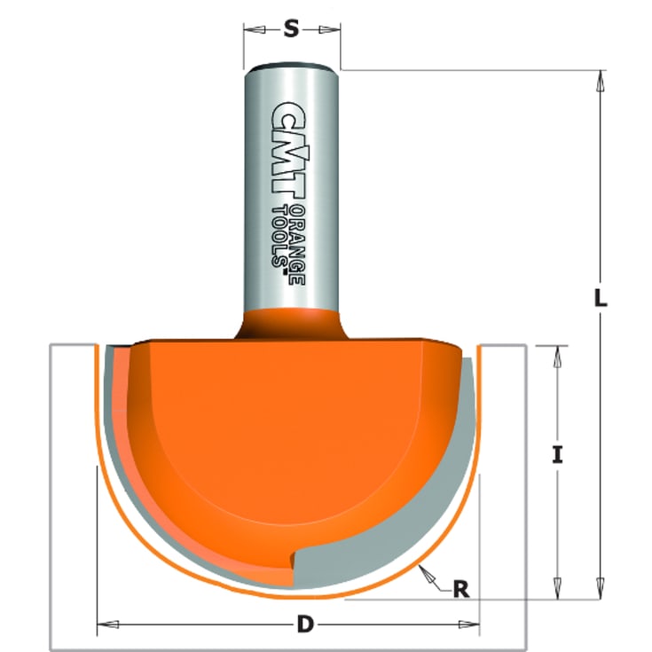 Hulkehlfræser HM R 11x25 K8, til 20 mm slange