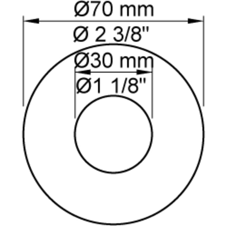 Vola 70 mm dækroset, Ø30 mm, børstet krom