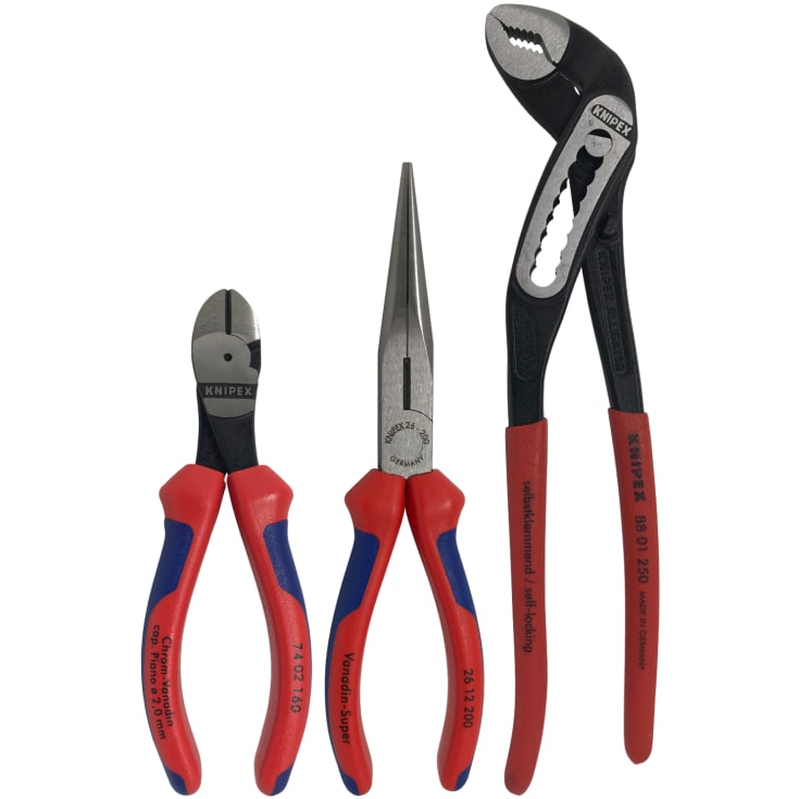 KNIPEX tångsats med polygrip, avbitartång och spetsång