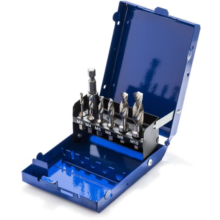 Kombi-snittapsæt HSS akku, M3 - M10, 7 dele