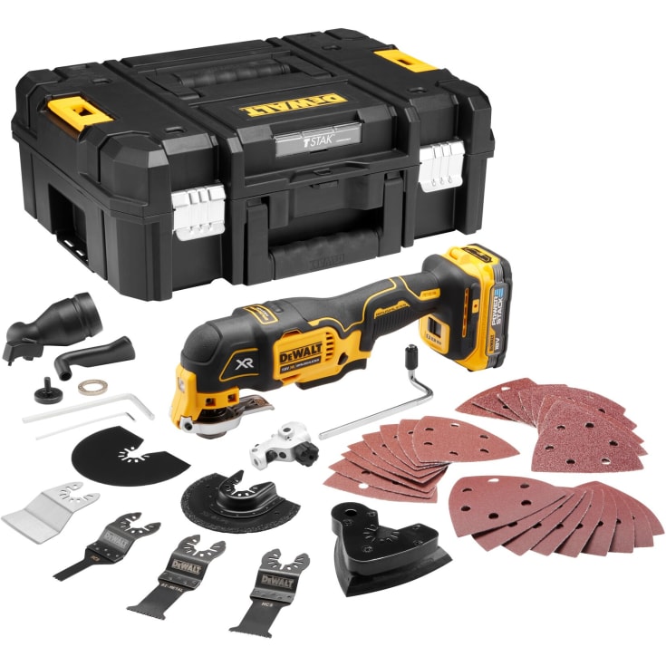 DeWalt 18V XR DCS356E1T-XJ multikutter, med tilbehørspakke, uten batteri