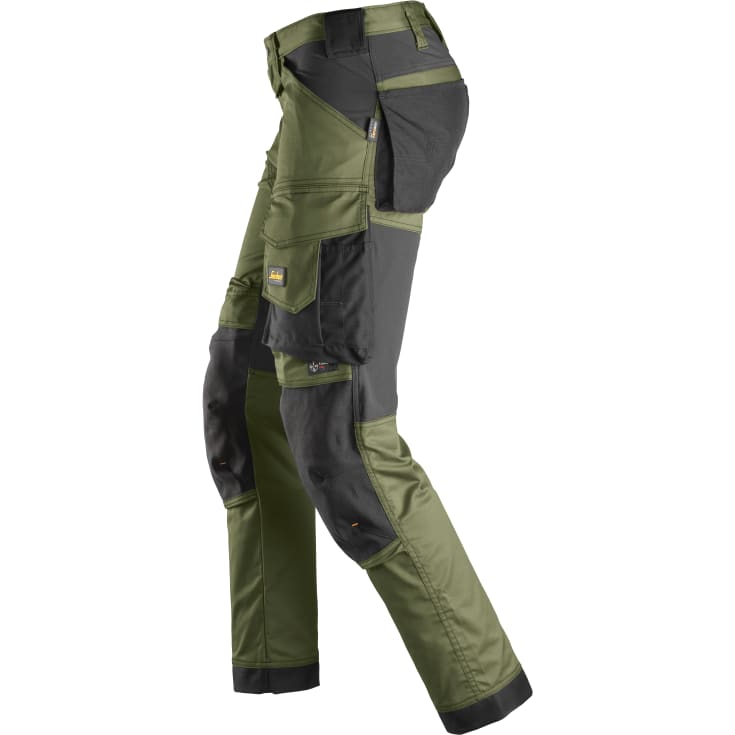 Snickers buks 6341 stretch, slim fit, khakigrøn/sort, 48