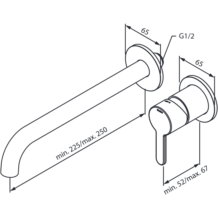 Damixa Silhouet håndvaskarmatur, børstet messing