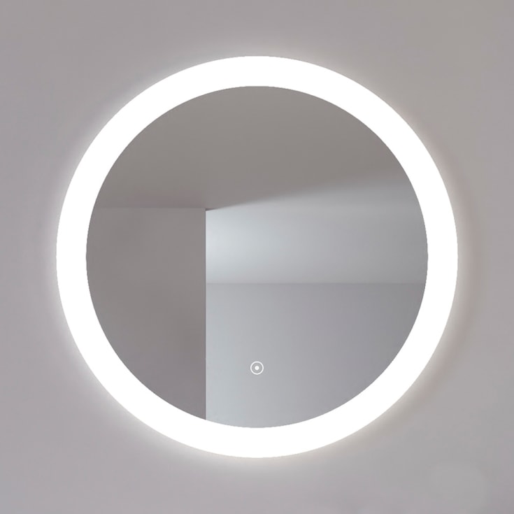 Loevschall Vega spejl med lys, dæmpbar, touch, Ø60 cm