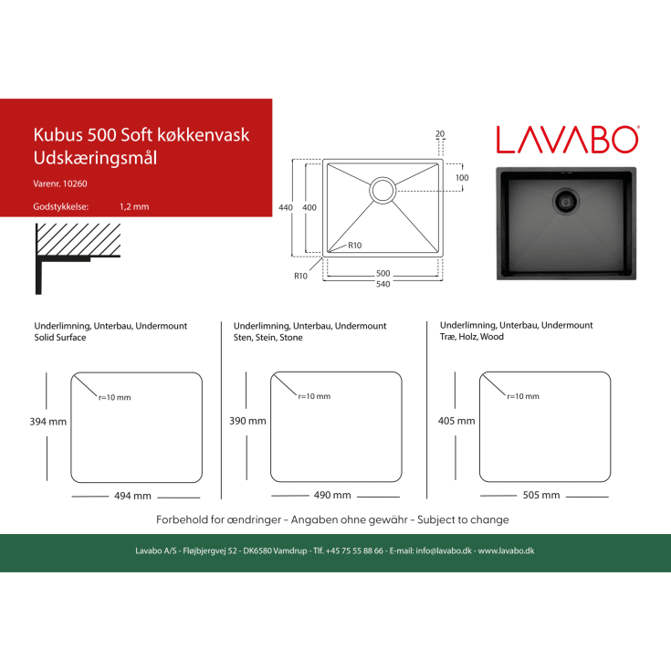 Lavabo Kubus 500 Soft diskbänk, 54x44 cm, svart