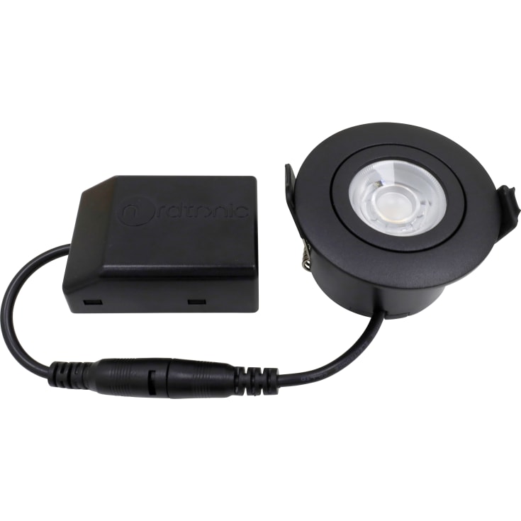 Nordtronic Low Profile Flexible indbygningsspot, Ø5,5 cm, sort, 3000K