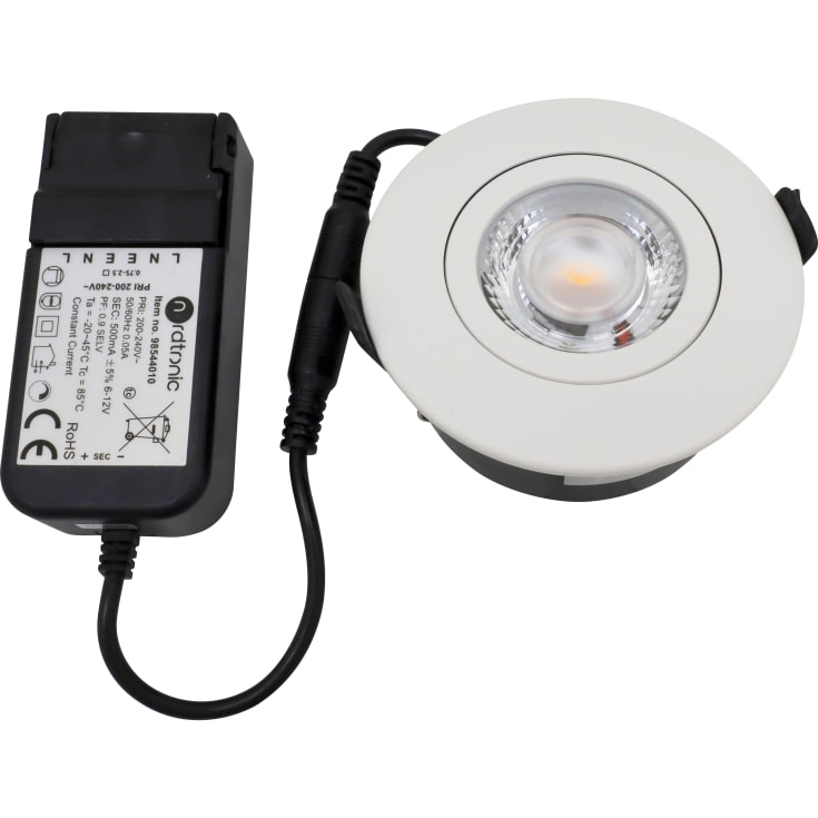 Nordtronic Low Profile Flexible G2 indbygningsspot, Ø7,5 cm, hvid, 4000K