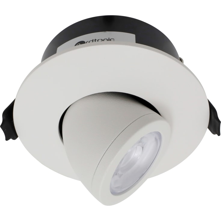 Nordtronic Low Profile Flexible indbygningsspot, kip, Ø7,5 cm, hvid, Ø3000K