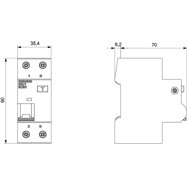 Siemens S5U HPFI kombiafbryder C 1P+N, 6A