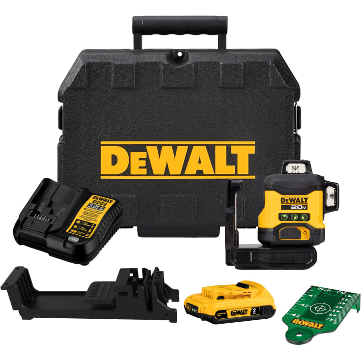 DeWalt 18V XR DCLE34031D1-QW krydslinjelaser, 3 x 360⁰, grøn, 1 stk. 18V x 2.0 Ah