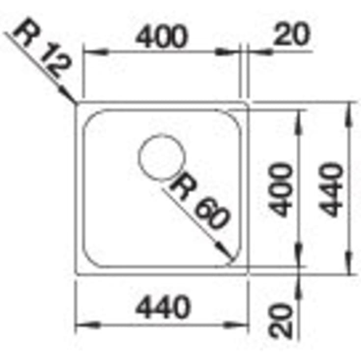 Blanco Supra 400-IF/N UX køkkenvask, 44x44 cm, rustfrit stål