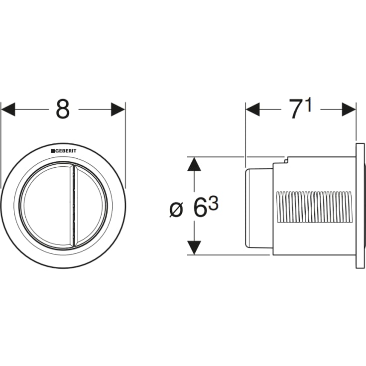 Geberit Omega 10 Round trykknapp, krom/matt krom