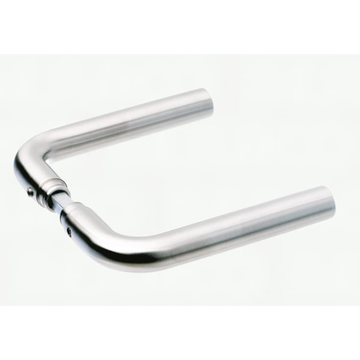 Randi 1021 Randi-line dörrhandtag, L-format, borstat rostfritt stål, utan rosetter