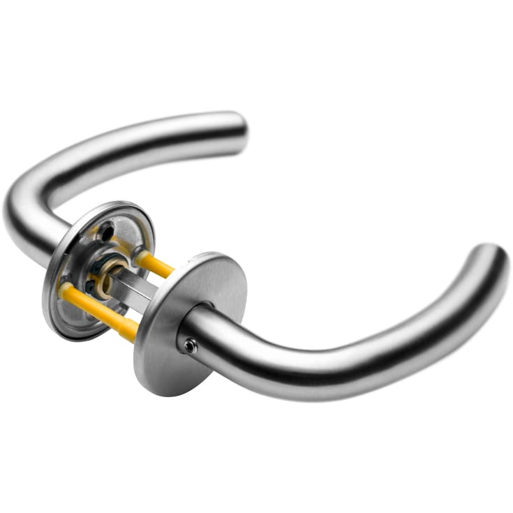 Randi 7062 Line18 dörrhandtag, K-form, borstat rostfritt stål